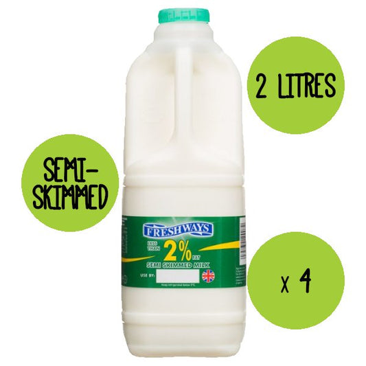 Semi Skimmed Milk 4 x 2 Litre - Bar Fruit Delivery